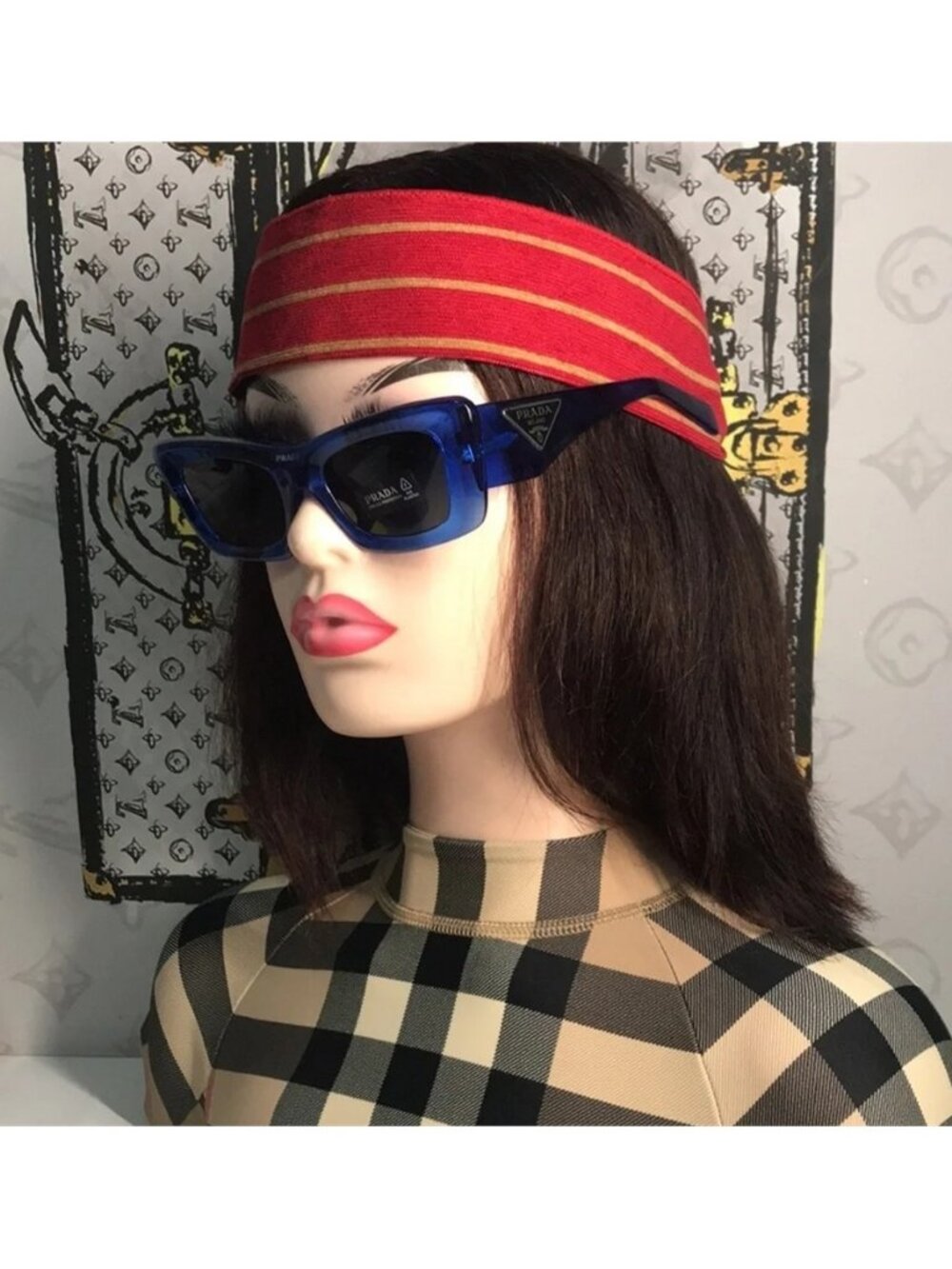 New Authentic Prada PR13Z Sunglasses – Blue Frame / Grey Lenses, Square Shape